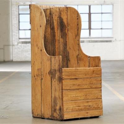Heavy Rustic Chair Constructed From Old Crates