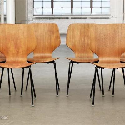 Set Of Six Bentwood Mid Century Modern Danish Chairs