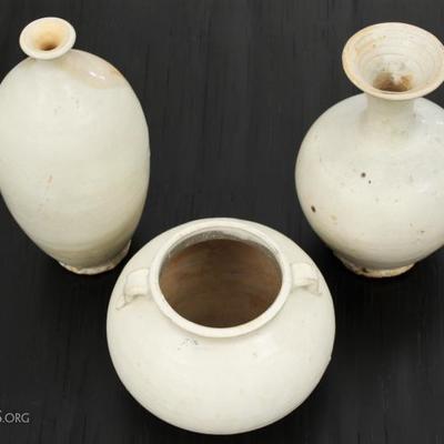 Group Of Three Glazed Studio Art Pottery Vases