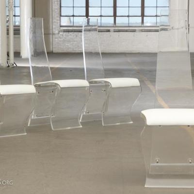 Hill Manufacturing Four Heavy High Back Lucite Chairs