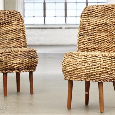 Pair Of Round Balinese Seagrass Chairs