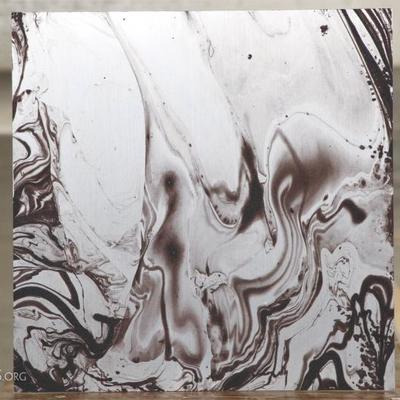 D. Wicki Contemporaty Print On Plexiglass- Brown Swirls On Silver Ground