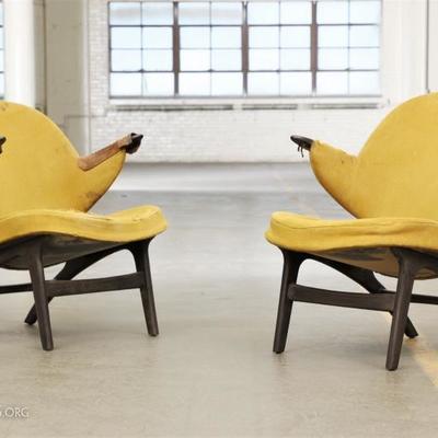 Two Mid Century Modern Upholstered Chairs