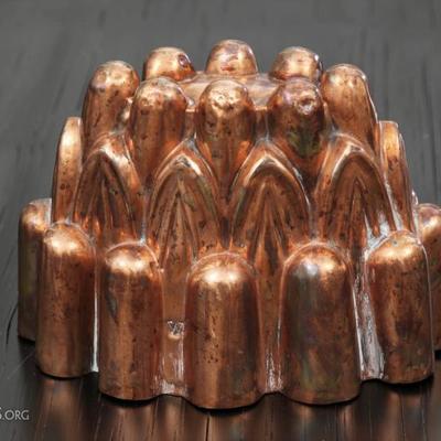 Antique Copper Jelly Mold With Mold Marks