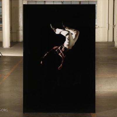 Massive Contemporary Color Photograph Mounted On Plexiglass- Leaping Male 