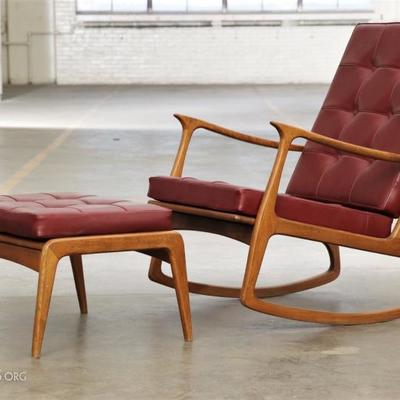 Classic Mid Century Modern Design In A Rocker With Ottoman