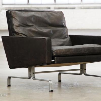 Mid Century Modern Heavy Leather And Steel Armchair