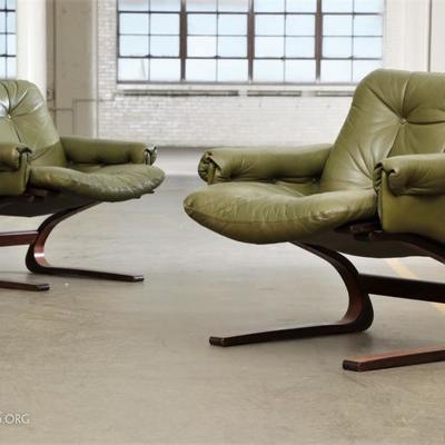 Pair Of Mid Century Modern Norwegian Lounge Chairs Oddvin Rykken For Rybo #1