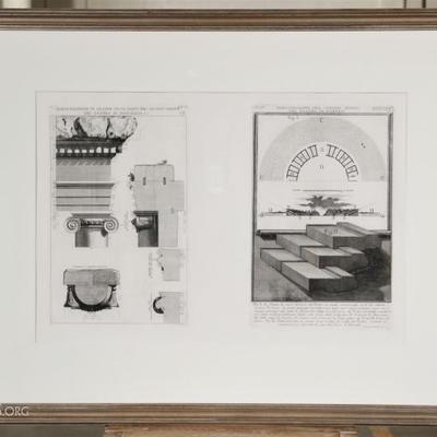 Giovanni Battista Pranesi- Two Engravings, Theater Studies
