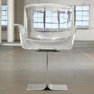 Pace Collection Lucite Swivel Armchair, Circa 1970's