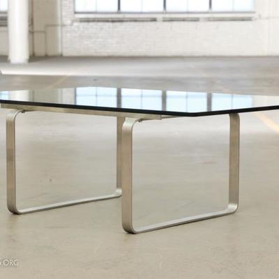 Brushed Steel And Glass Coffee Table