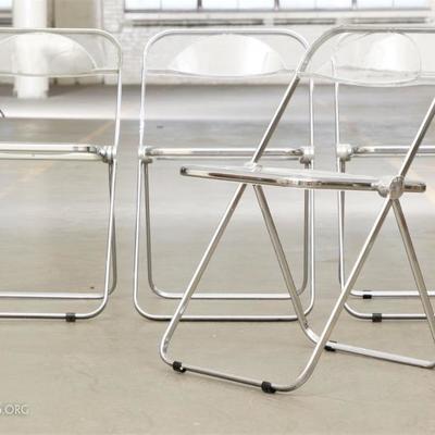 Set Of Four Giancarlo Piretti For Anonima Castelli Plia Acrylic Folding Chairs