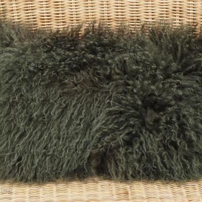 Mongolian Lamb Fur Pillow With Mohair Back