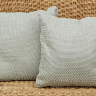 Pair Of Custom Robin's Egg Blue Woven Cotton/silk Fabric Pillows