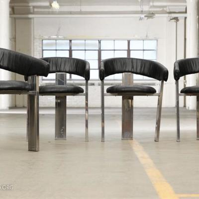 Set Of Four Italian Mid Century Modern Style Chairs, Circa 1980's