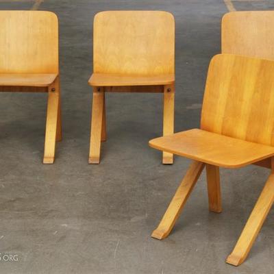 Set Of Four Mid Century Modern Bentwood Chairs