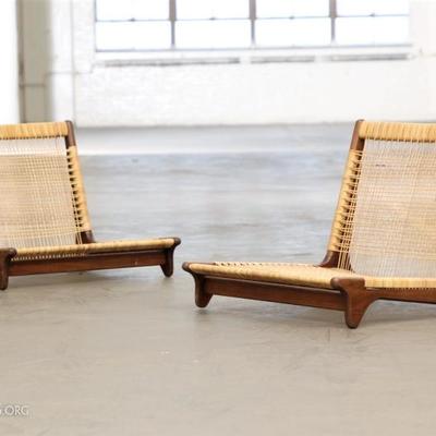 Two Low Lounge Chairs In The Manner Of Hans Olsen