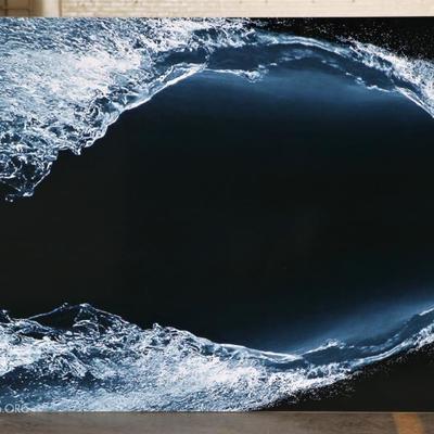 Massive Contemporary Color Photograph Mounted On Plexiglass- Waves Crashing 