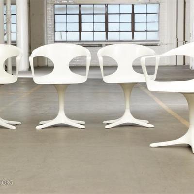 Four Helmut Lubke Co., Germany Mid Century Modern Hard Plastic Chairs