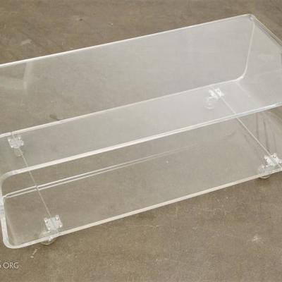 Clear Acrylic Geometric Form Coffee Table On Casters