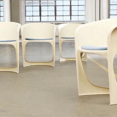 Four Cado Hard Plastic Chairs, Designed By Steen Ostergaard, 1966 Denmark