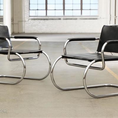 Pair Of Franco Albini 1905â€“1977 Black Lounge Chairs By Tecta