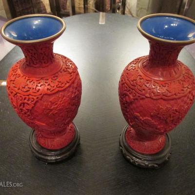 Cinnabar vases