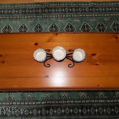 IET060 Wooden Coffee Table, Candle Holder & Rug
