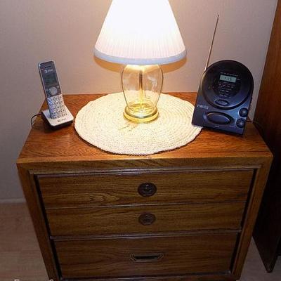 IET097 Wooden Nightstand, Lamp and More
