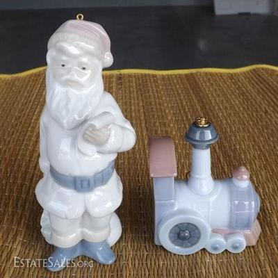 IET003 Lladro Train and Santa Claus Figurines
