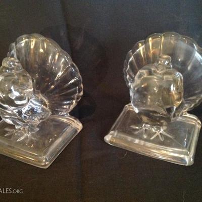 Cambridge Crystal glass Pouter Pigens bookends