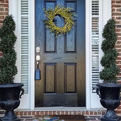 Potted Urns $50 ea, Wreath on Door $12