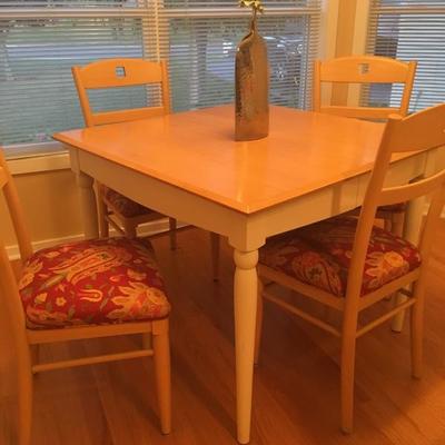 Ethan Allen Table, four chairs and extra extension leaf.  Excellent condition!  