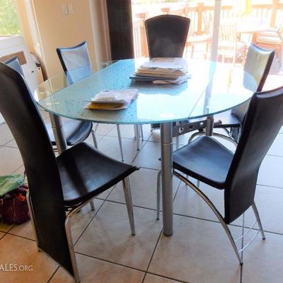 Modern Glass and Chrome Table and Chair Set