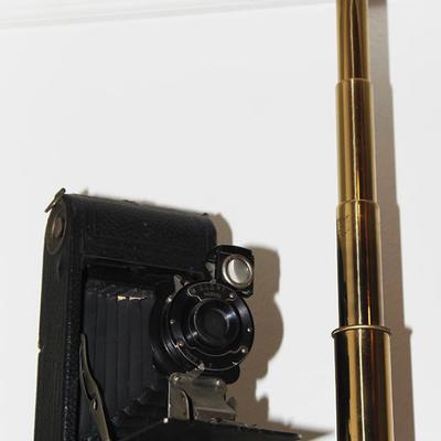 antique camera, spyglass