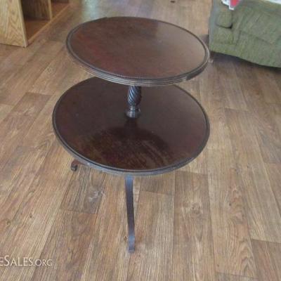 Vintage two tier wooden side table