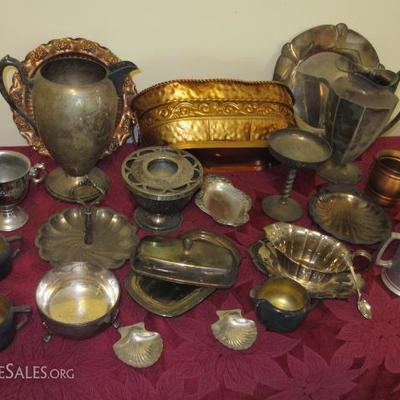 Huge collections of items, silver, pewter, brass, copper