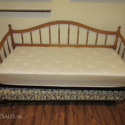 Vintage wooden framed daybed with trundle and both mattresses