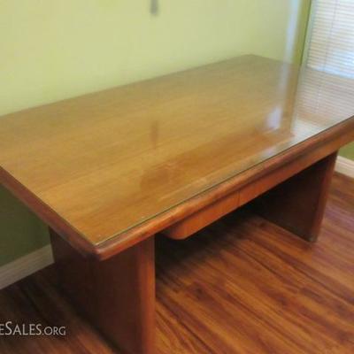 Vintage desk with glass topping