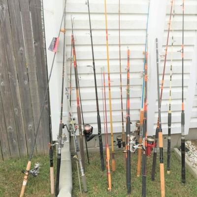 Large array of fishing poles