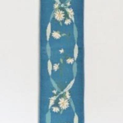 Blue embroidered bell pull with brass 