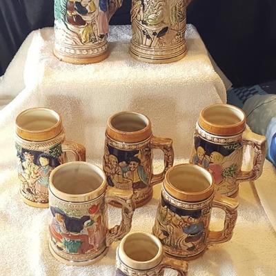 JHA002 Vintage German Ceramic Beer Steins/Mugs Japan Lot #1
