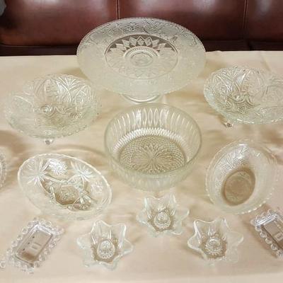 JHA027 Vintage Crystal Cut Glass Serving Dishes, Bowls & More

