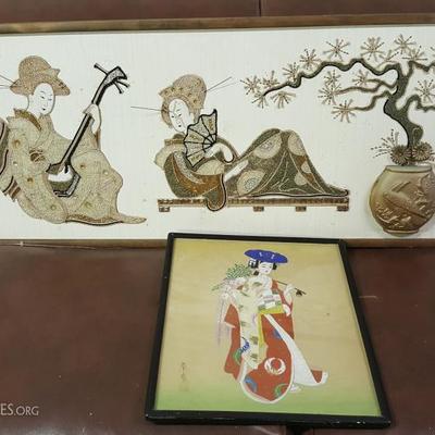 JHA053 Oriental Silk Painting and 3-D Picture
