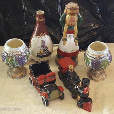 JHA007 Vintage Chalices, Wine Bottle, Ceramic Cars & More

