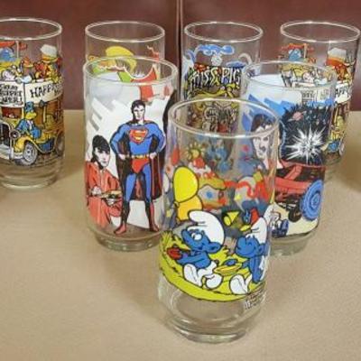 JHA045 Vintage Smurf, Muppet, Superman Promo Glasses
