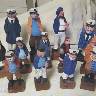 JHA012 Vintage Hand Carved Wood Sea Captains & Pirates
