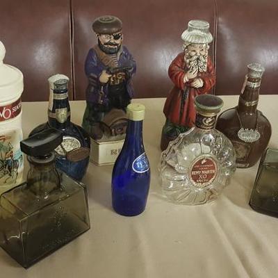 JHA023 Vintage Ceramic/Glass Liquor Bottles & More - Spode, Wade
