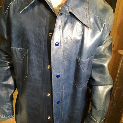 XL Grais Leather Blue 70's Jacket
