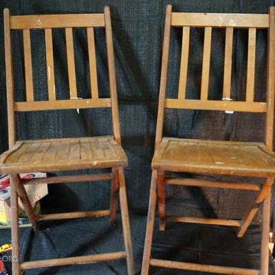 Pair of cool old folding chairs, wooden
